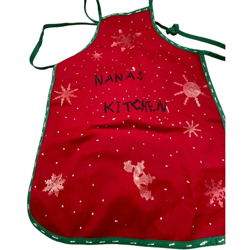 Innovo inc. apron hand decorated Nanas kitchen Christmas cotton red green READ